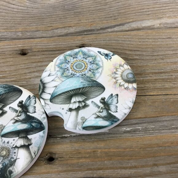 Magical Mushroom Forest Set of 2 Car Coasters - Picture 4 of 6